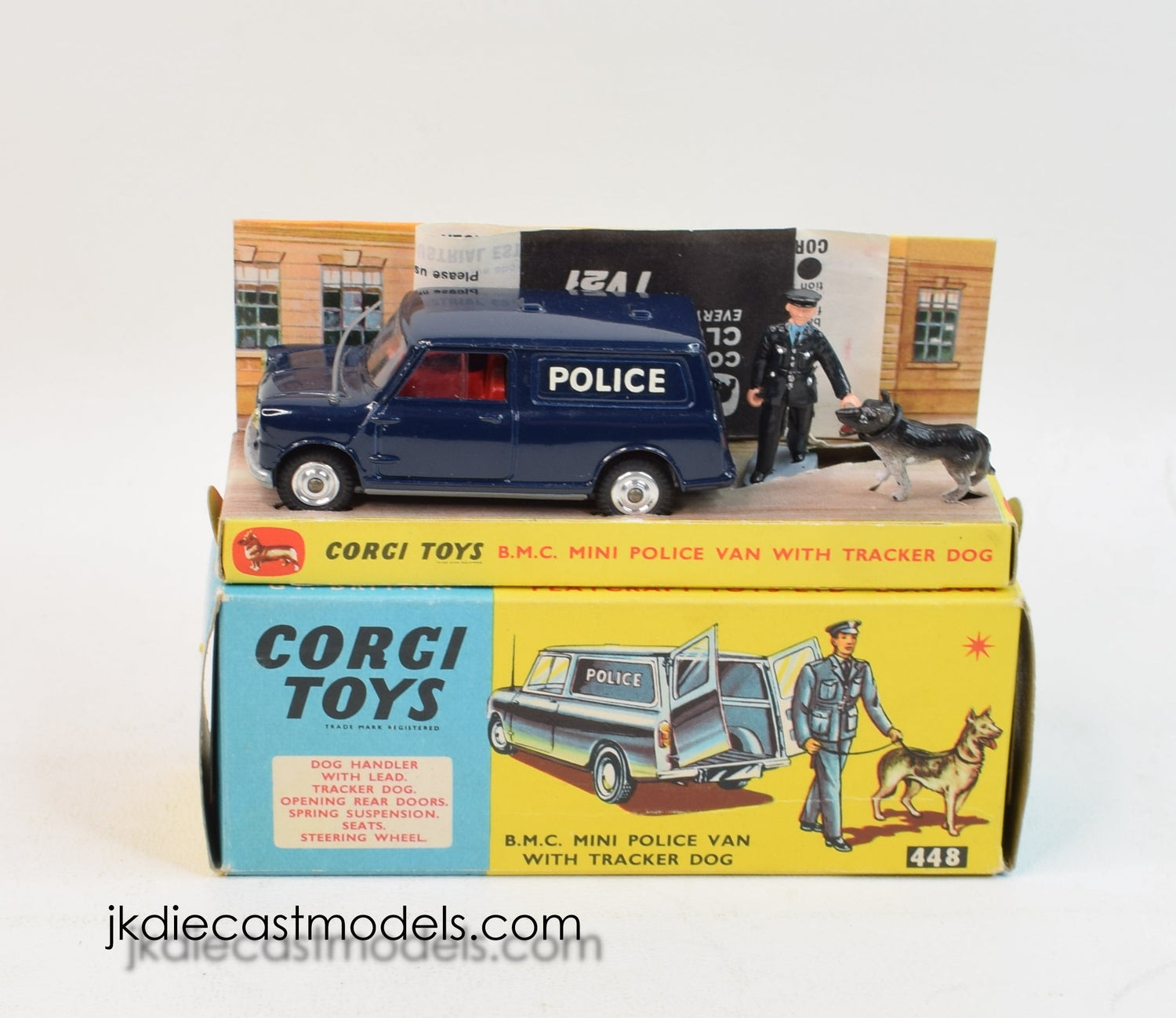 Corgi toys 448 B.M.C Mini Police Van with Tracker Virtually Mint/Boxed (Shaped hubs)