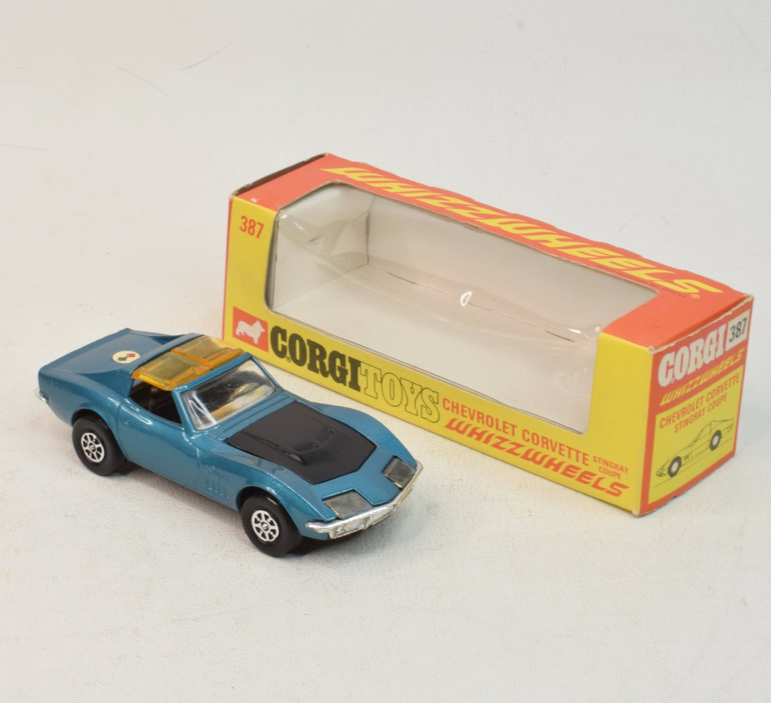 Corgi toys 387 Corvette Stingray Virtually Mint/Boxed (1st issue) 'Corgi Whizzwheel' Collection