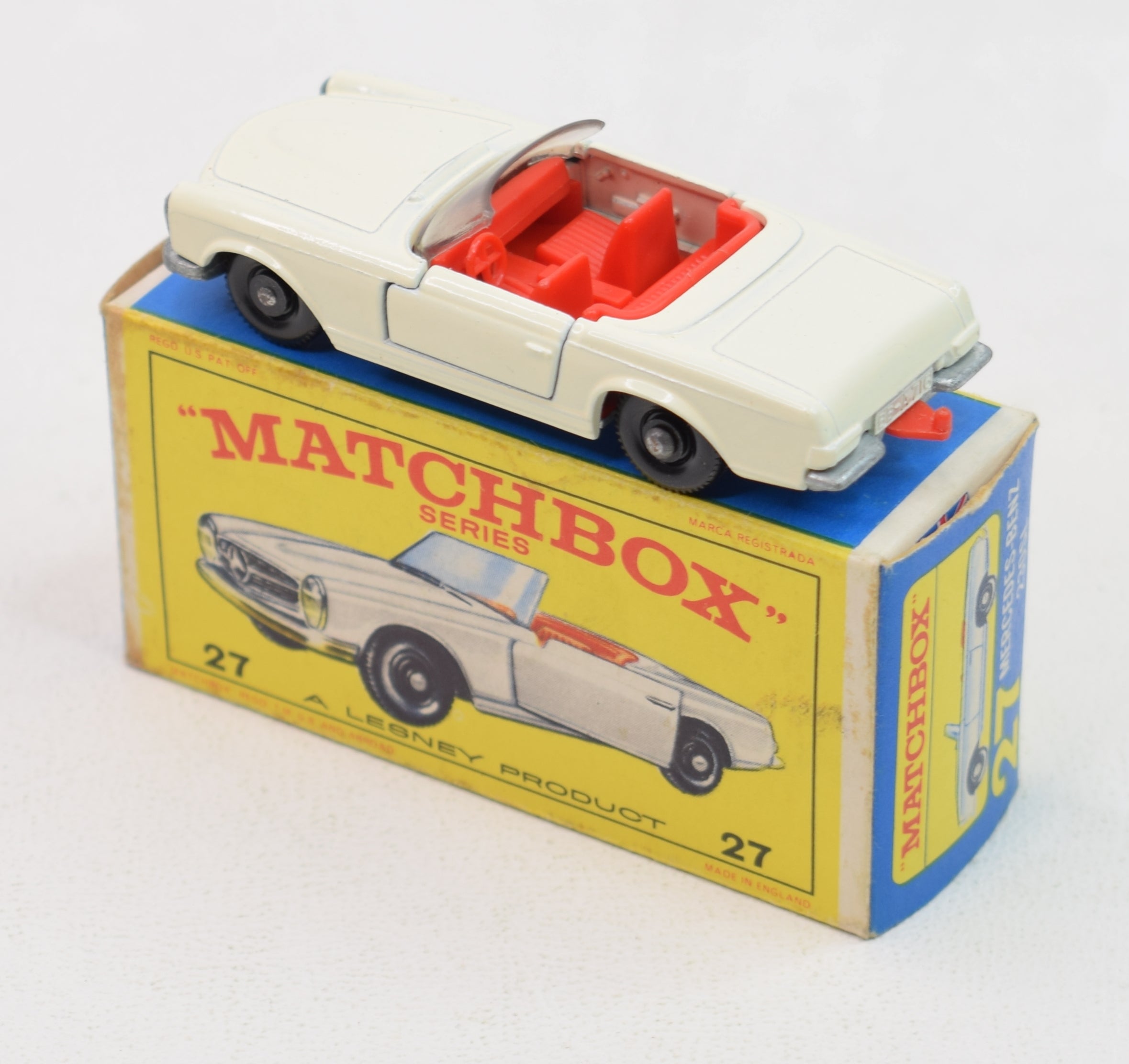 Matchbox Lesney No 27, Mercedes SL 230, État neuf avec Matchbox Lesney No 27, Mercedes SL 230, État neuf avec