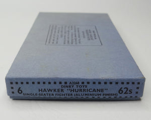 Dinky Toys 62s Hawker 'Hurricane' (Aluminium Finish) Virtually Mint/Boxed
